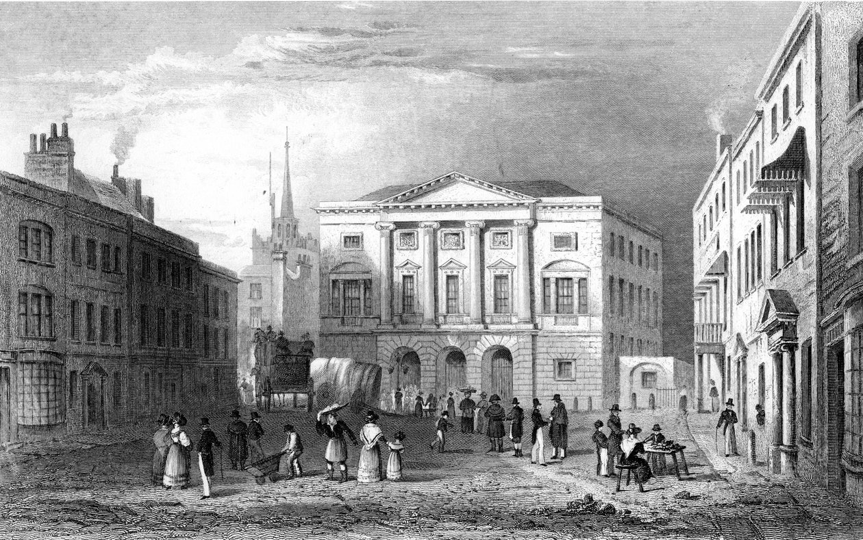 The Shire Hall, Chelmsford, Essex, graverad av Samuel Lacey, 1832 av William Henry Bartlett