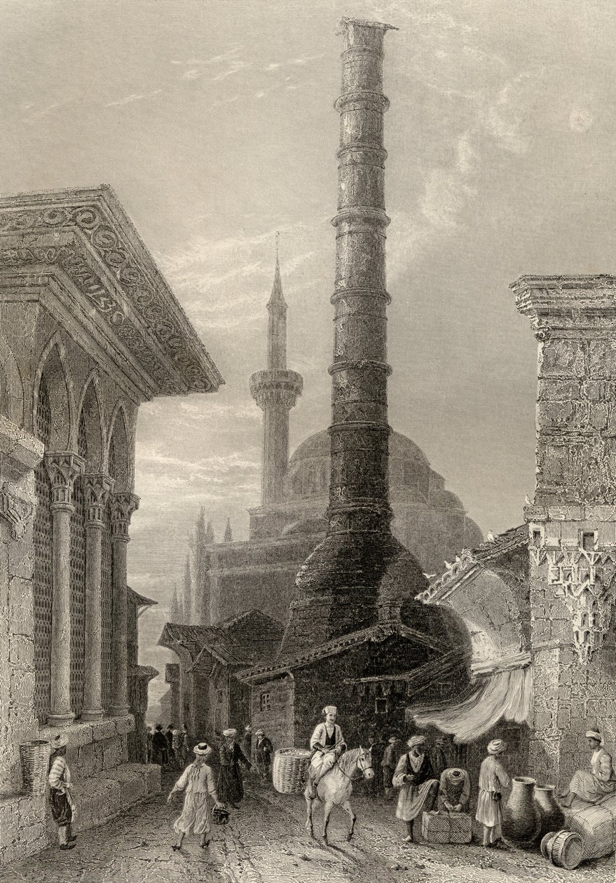 The Tchernberle Tash, Konstantinopel, Istanbul, Tyrkiet, indgraveret af J. Carter swed av William Henry Bartlett