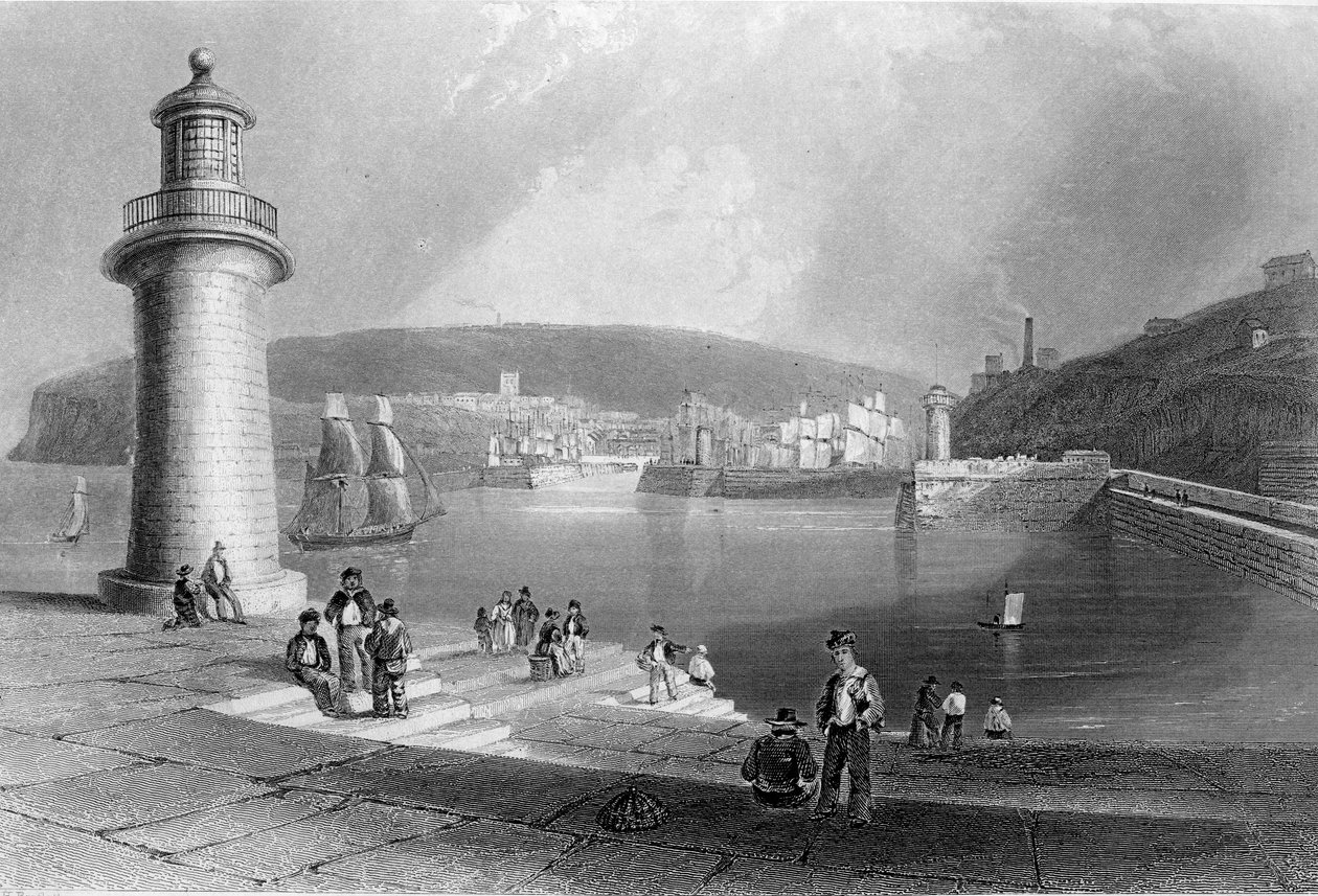Whitehaven Havn, ca. 1840-50 swed av William Henry Bartlett