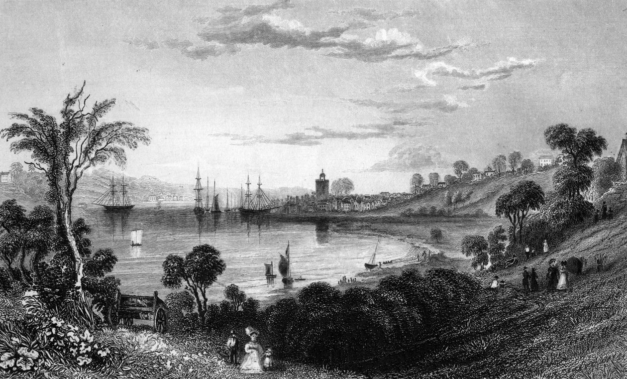 Wivenhoe, Essex, graverad av John Rogers, 1832 av William Henry Bartlett
