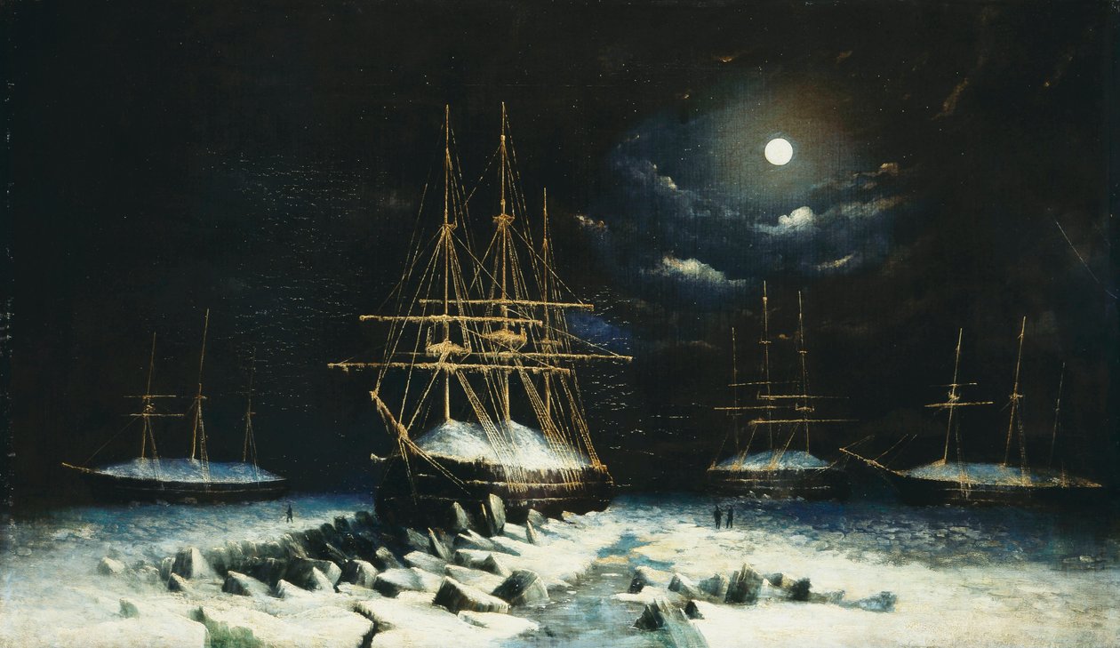 The British Naval Franklin Search Expedition: H.M.S Resolute, Assistance, Intrepid and Pioneer som övervintrar i Arktis, 1850-51 av William Henry Browne