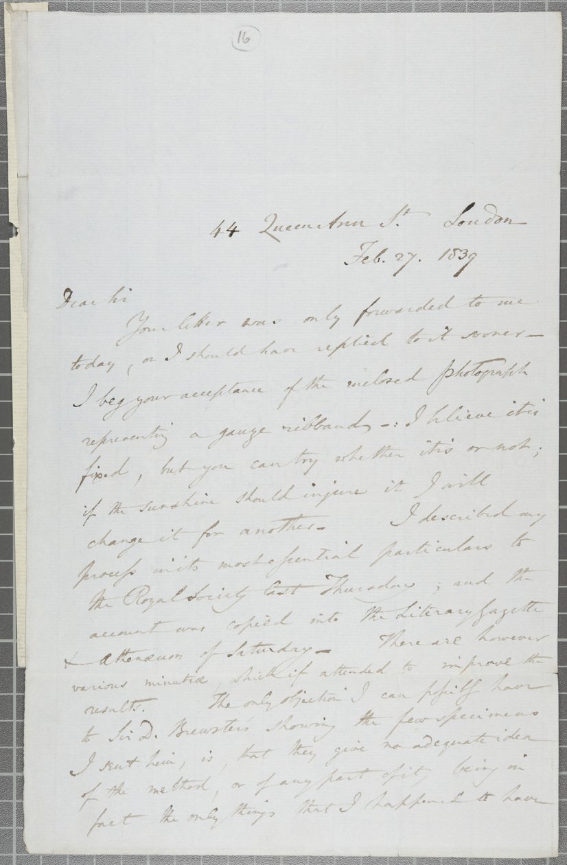 Undertecknat brev från William Henry Fox Talbot till James David Forbes, 1839 av William Henry Fox Talbot
