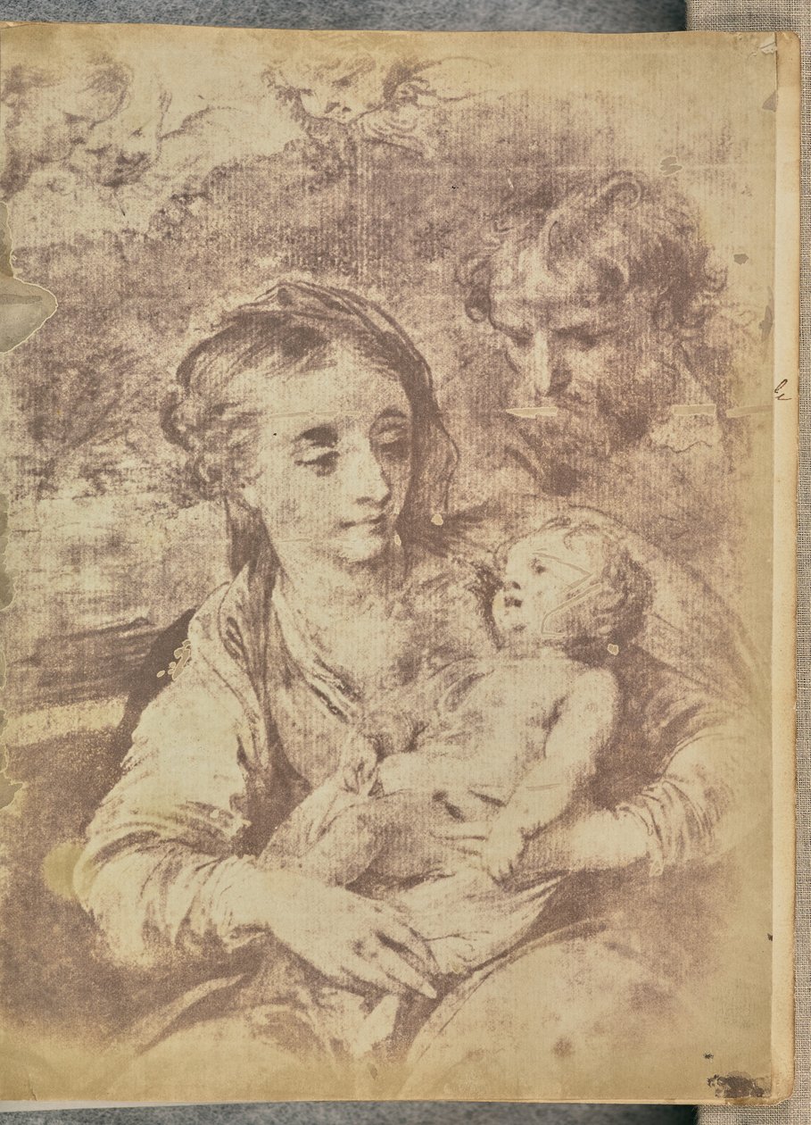 Den heliga familjen med tre keruber. av William Henry Fox Talbot