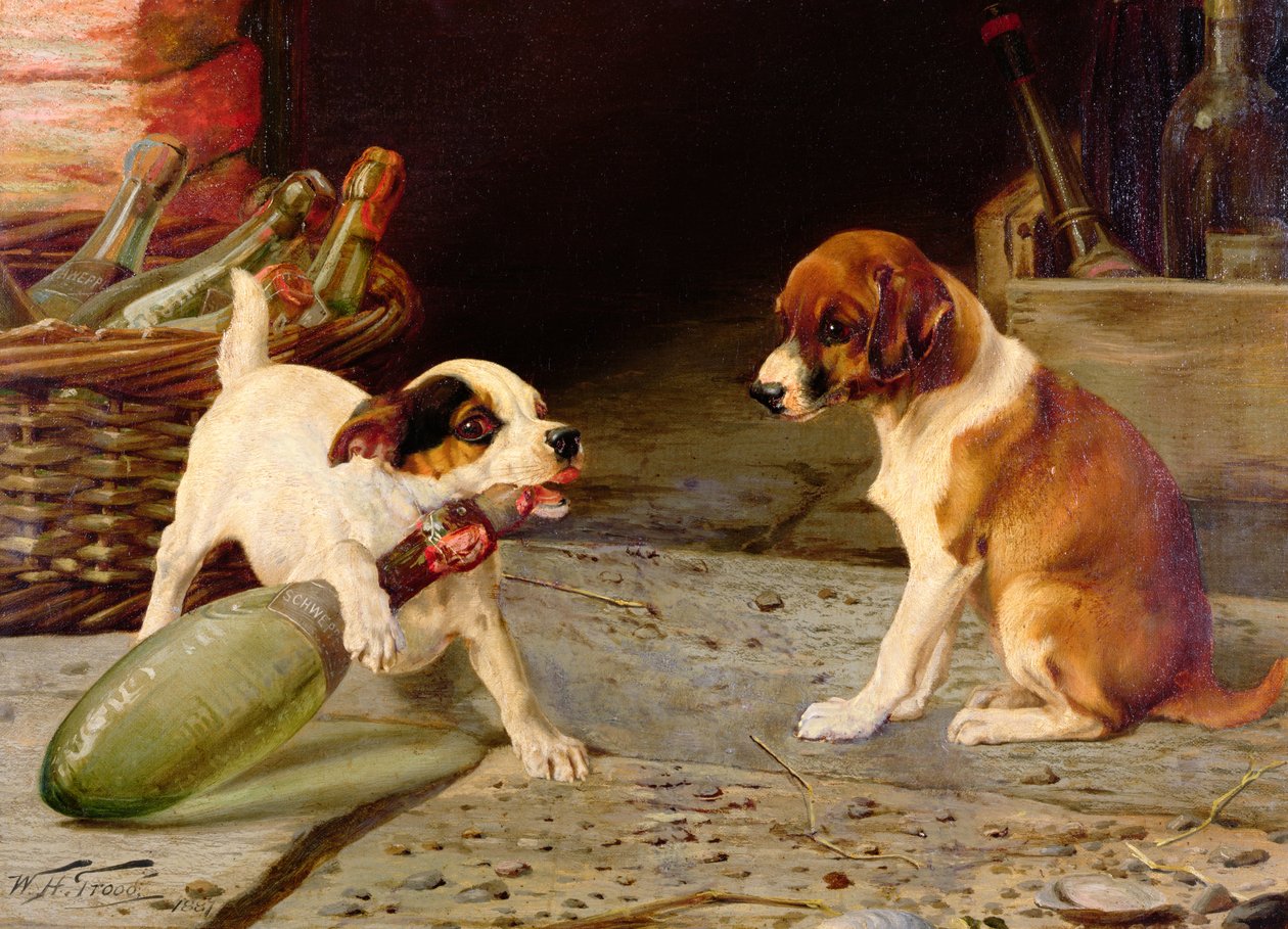 Uncorking the Bottle, 1887 (en i ett par) av William Henry Hamilton Trood