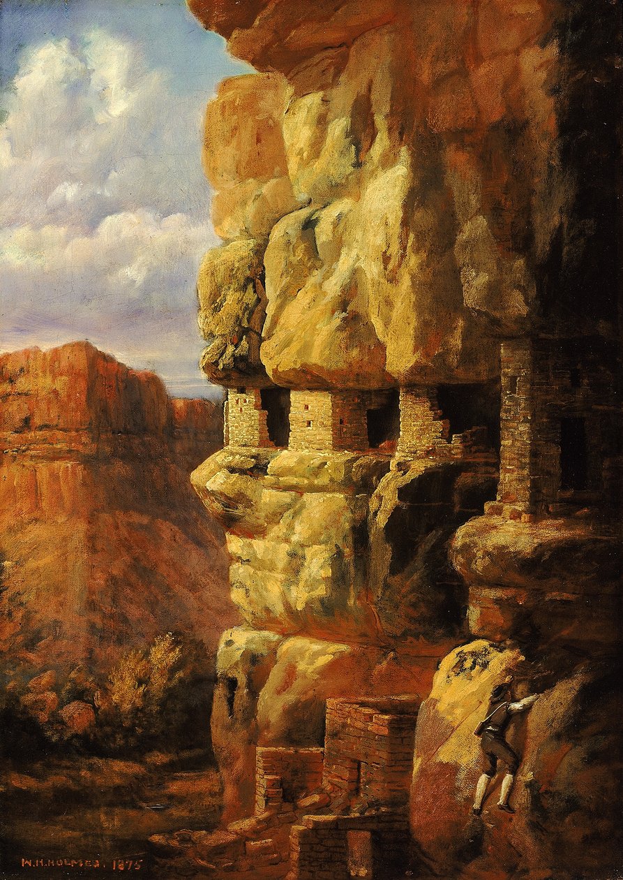 Klipphus vid floden Rio Mancos, Colorado av William Henry Holmes