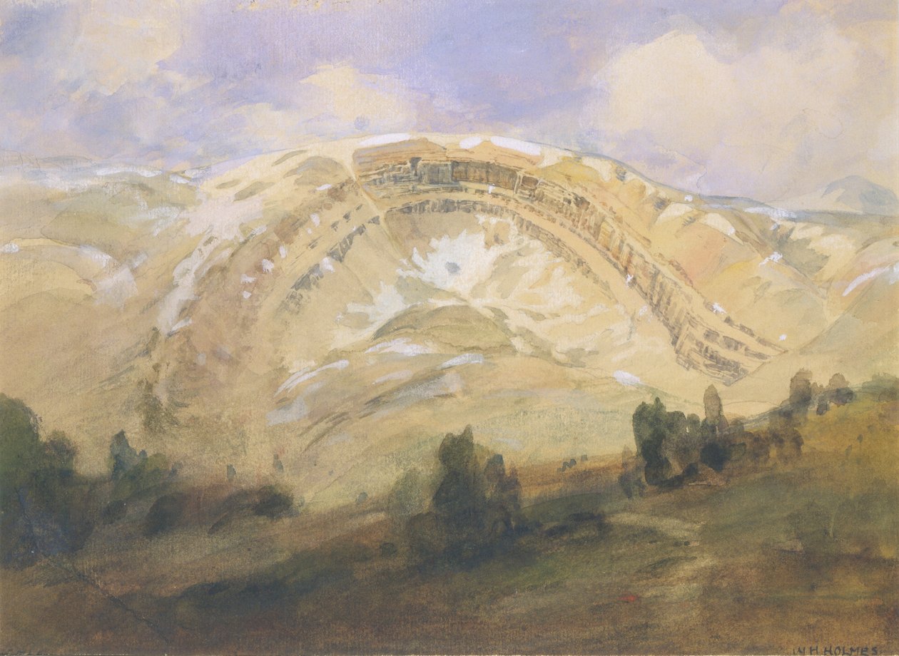 Vikt strata, en stor geologisk båge, Colorado, 1874. av William Henry Holmes