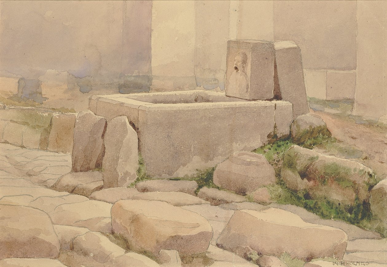 Pompeianska fontän och hästtråg, 1880. av William Henry Holmes