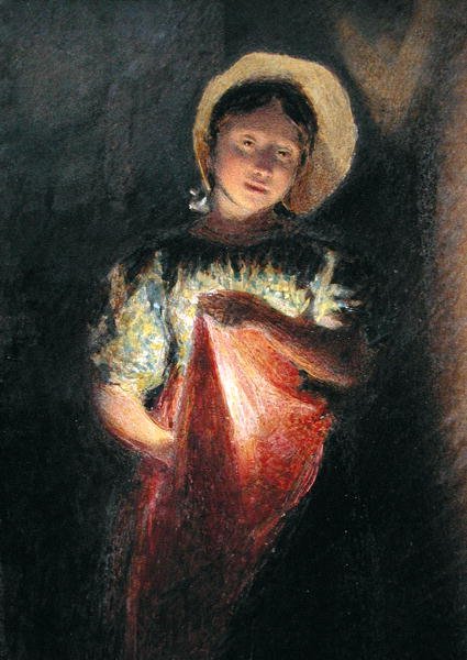 Flicka i ljussken (akvarell på papper) av William Henry Hunt