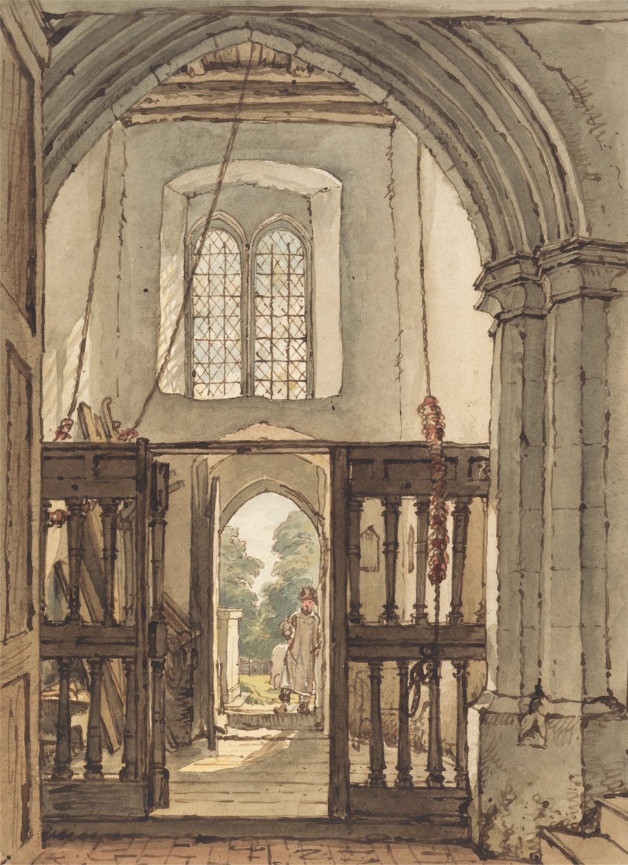Interiör i klocktornet i Bushey kyrka av William Henry Hunt