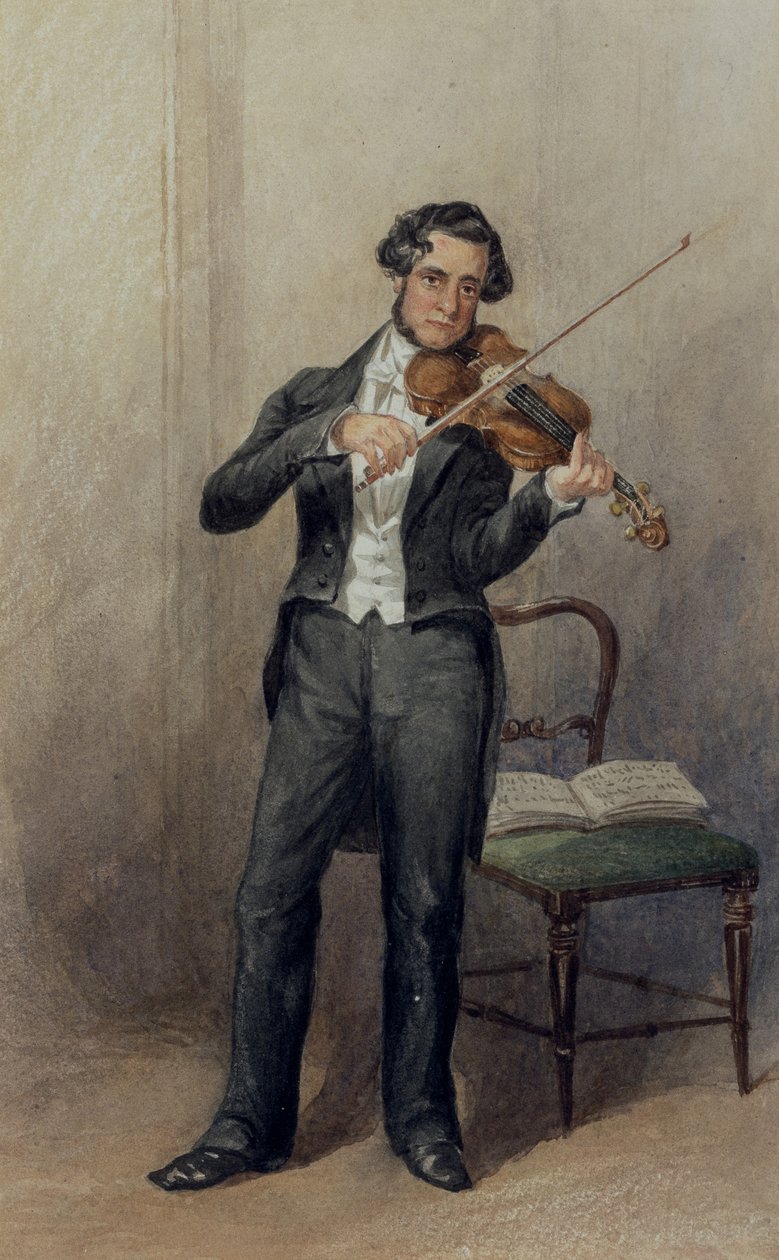 Medlem av 6th Duke of Devonshires orkester (akvarell på papper) av William Henry Hunt