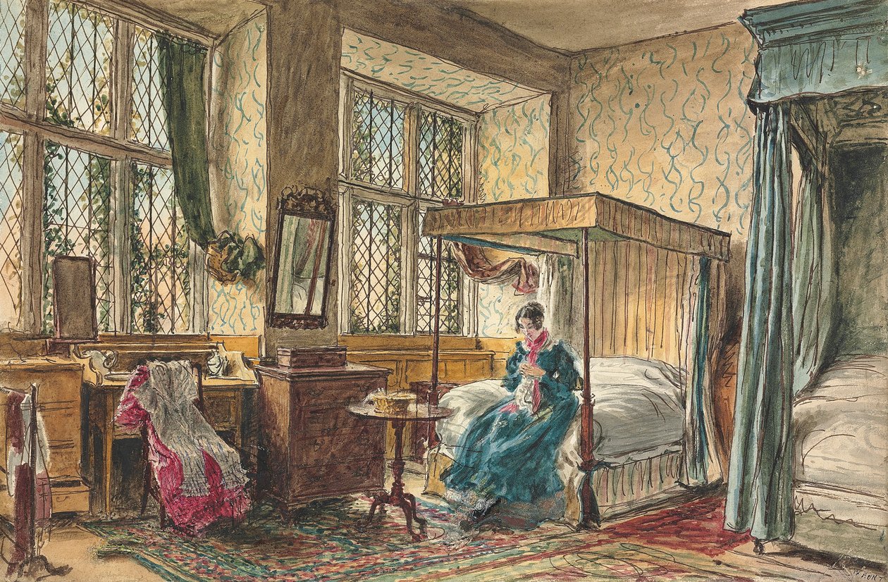 Miss Moore syr i sitt sovrum, Hardwick Hall, Derbyshire av William Henry Hunt