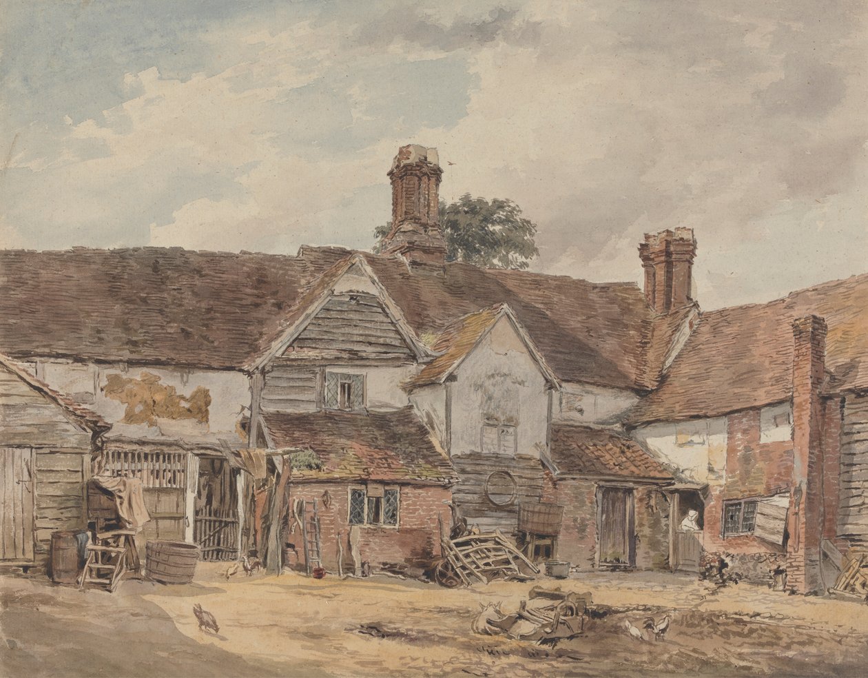 Gamla gårdsbyggnader av William Henry Hunt