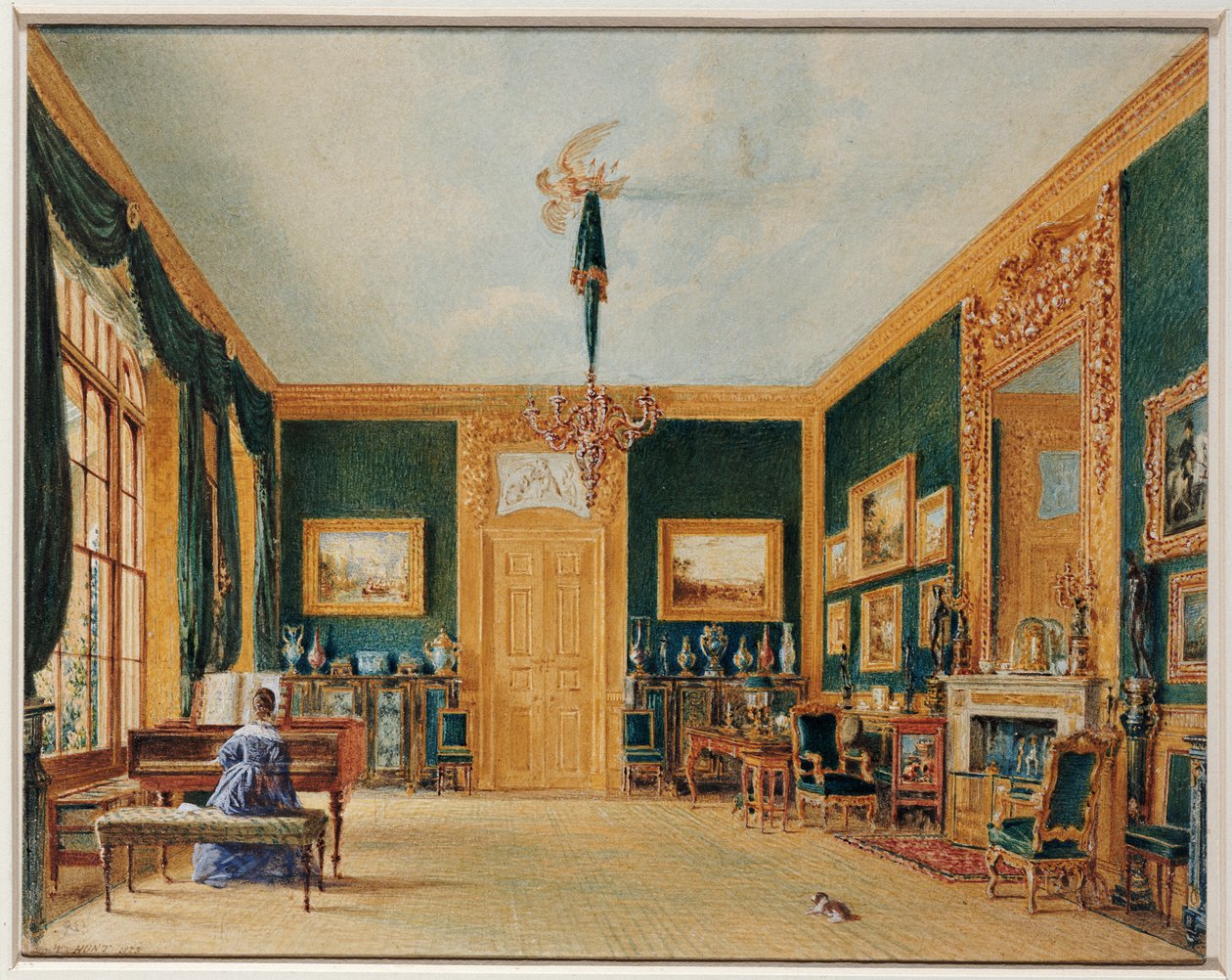 The Green Drawing Room av Earl of Essex i Cassiobury, 1823 av William Henry Hunt