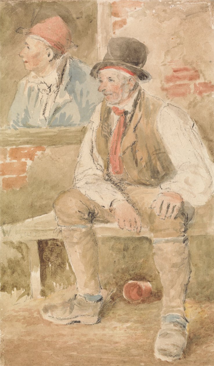 Två bönder vid ett fönster av William Henry Hunt