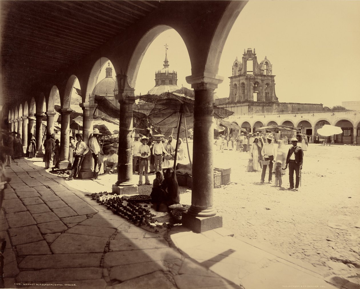 Marknad i Aguascalientes, Mexiko av William Henry Jackson