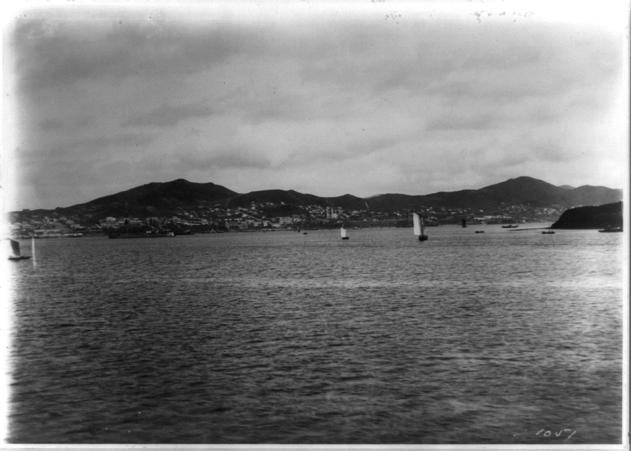 Vladivostok - panoramautsikt från hamnen av William Henry Jackson