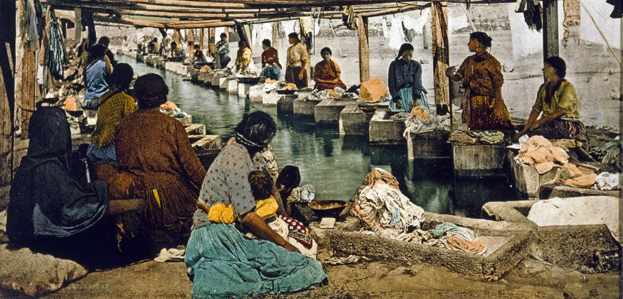 Tvättdag i Mexico City, pub. Detroit, 1880-1900 (kromolit) av William Henry Jackson