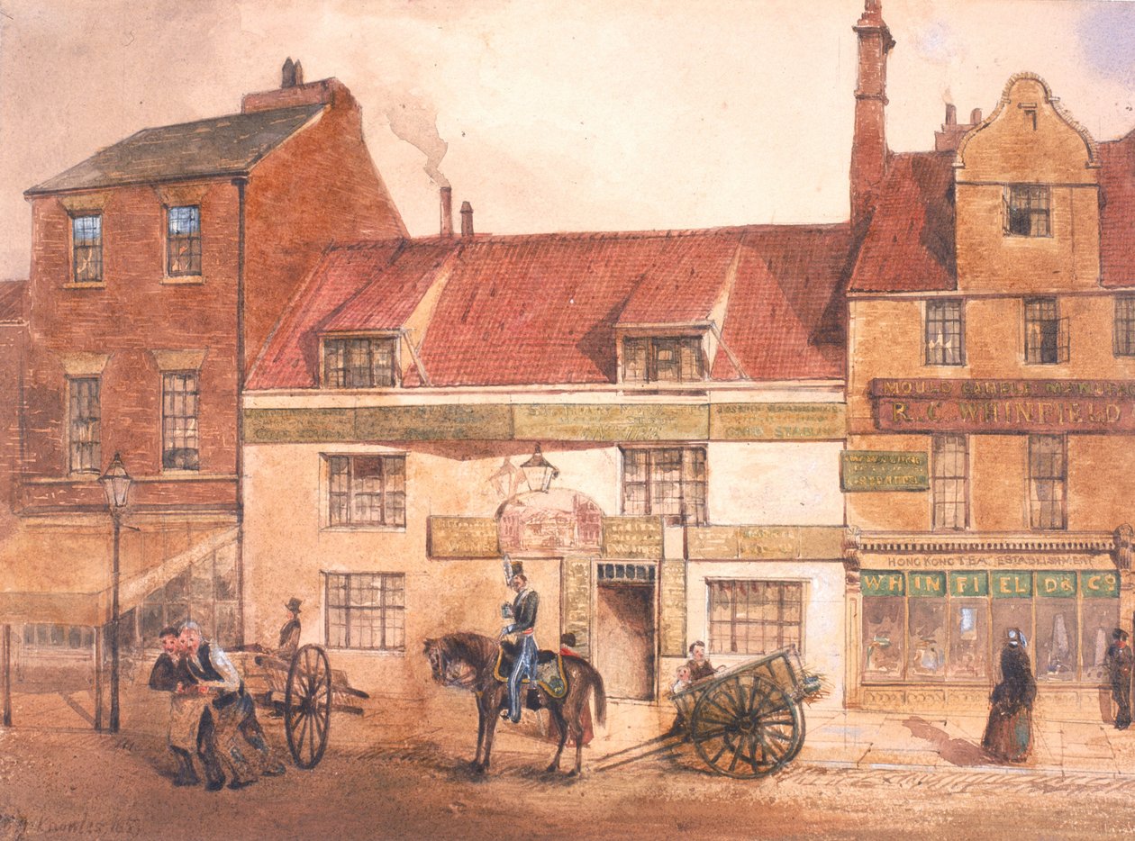 The White Horse Inn, Pilgrim Street (kroppsfärg, penna & wc på papper) av William Henry Knowles