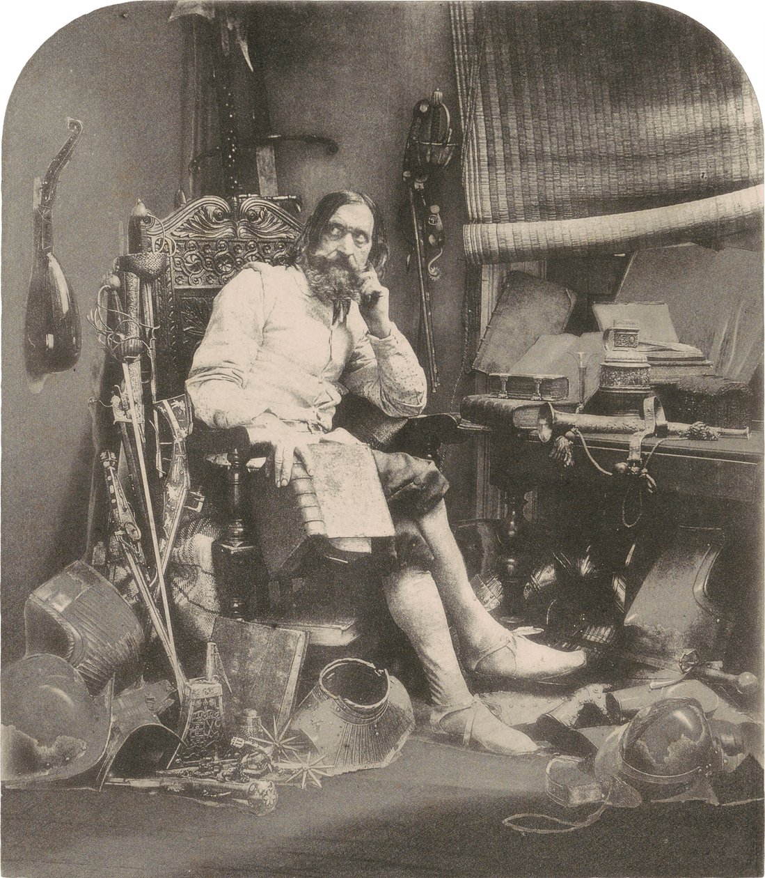 Don Quijote i sitt arbetsrum,1855, tryckt 1857 (foto) av William Henry Lake Price