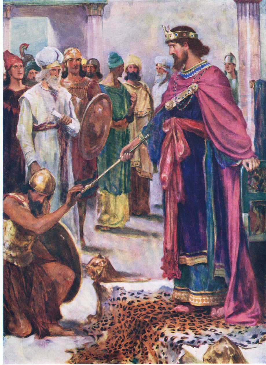 David kung över Israel, från The Bible Picture Book utgiven av Thomas Nelson, c.1950 av William Henry Margetson