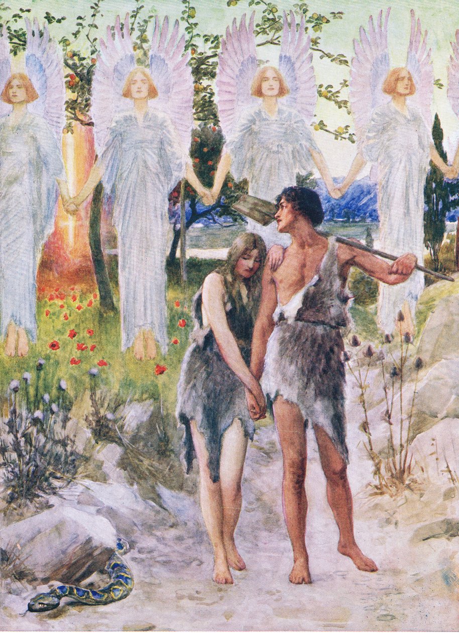 I början, från The Bible Picture Book utgiven av Thomas Nelson, c.1950 av William Henry Margetson
