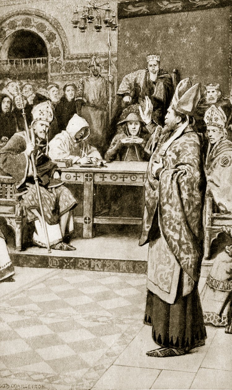 Jocelyn, biskop av Glasgow, i Northampton, 1176, illustration från 