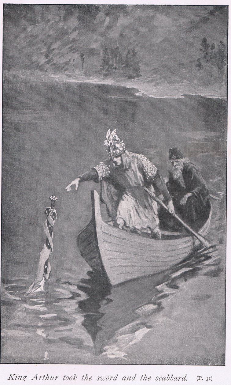 Kung Arthur tog svärdet och skidan av William Henry Margetson