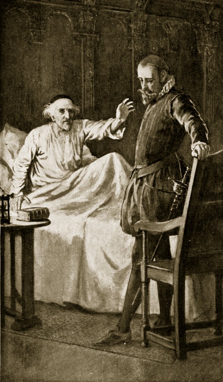 Knox på sin dödsbädd, november 1572, illustration från 