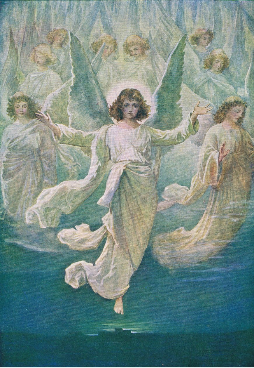 Änglakören, från The Bible Picture Book utgiven av Thomas Nelson, c.1950 av William Henry Margetson