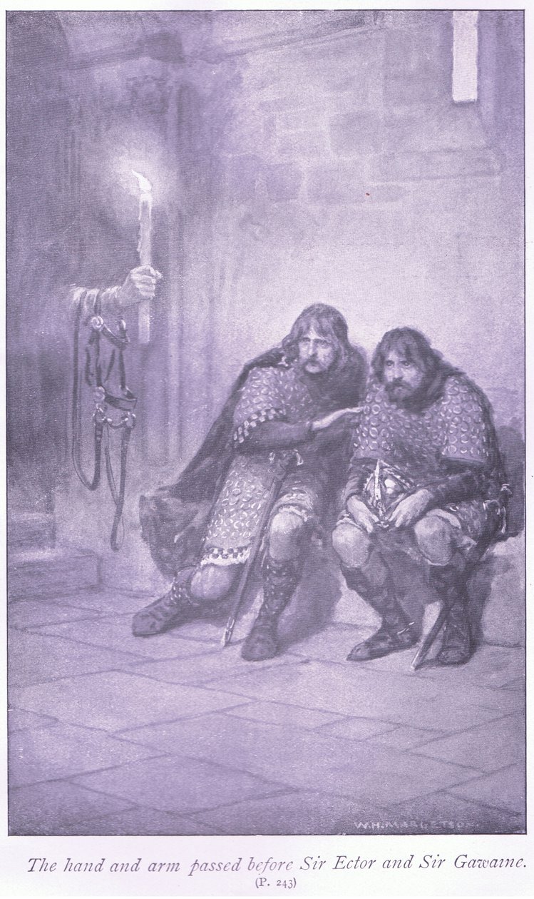 Handen och armen passerade framför Sir Ectar och Sir Gawaine av William Henry Margetson