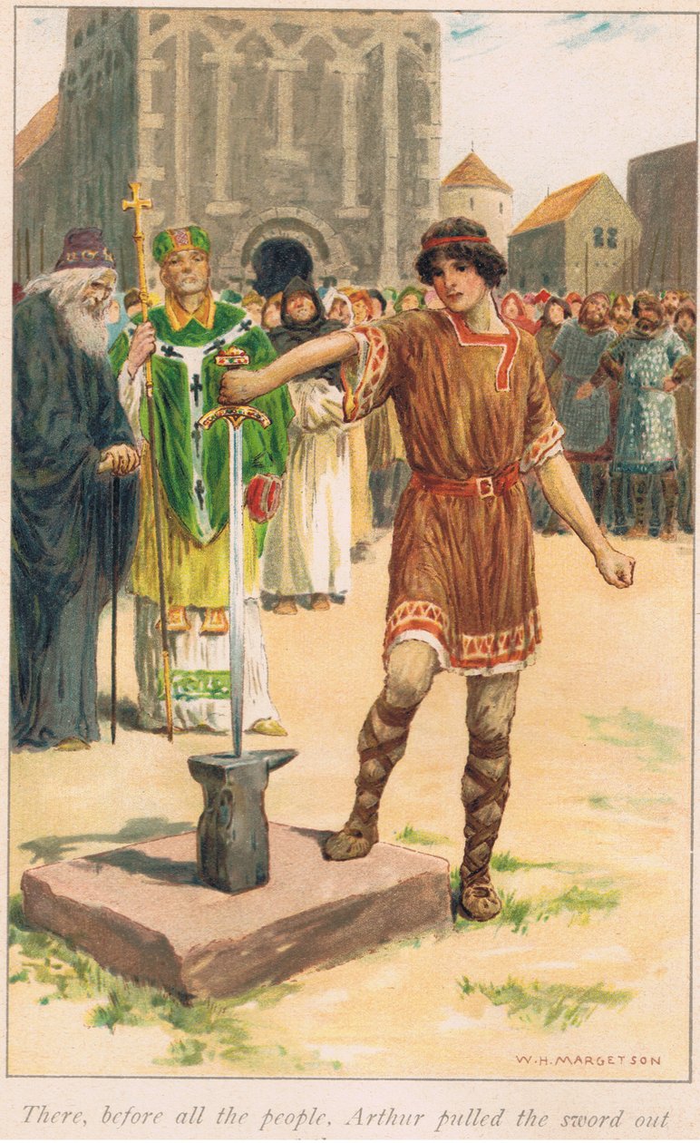 Där framför allt folket drog Arthur svärdet ur stenen av William Henry Margetson