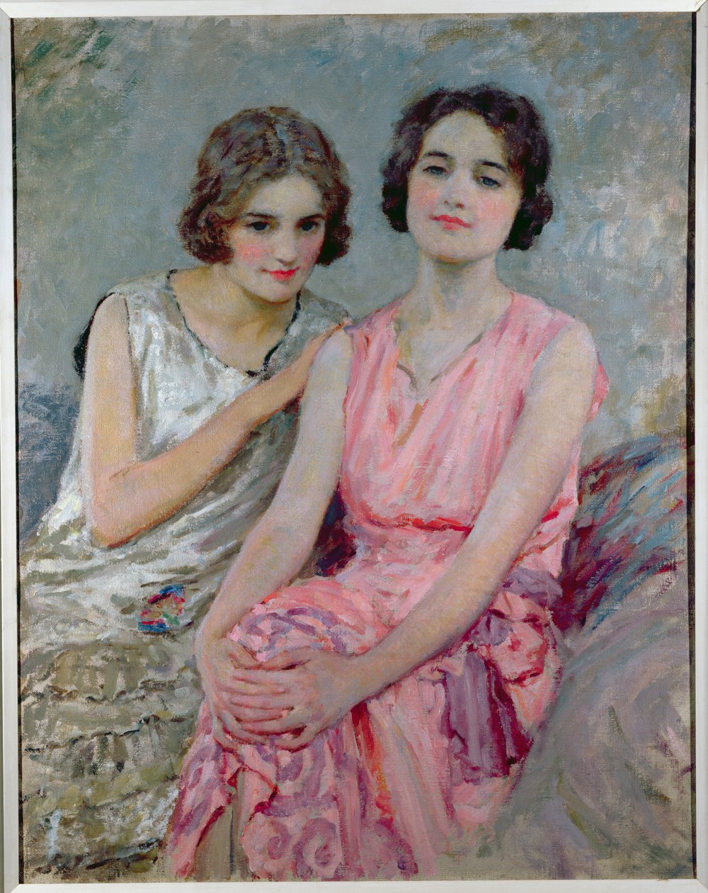 Två Sittande Unga Kvinnor av William Henry Margetson