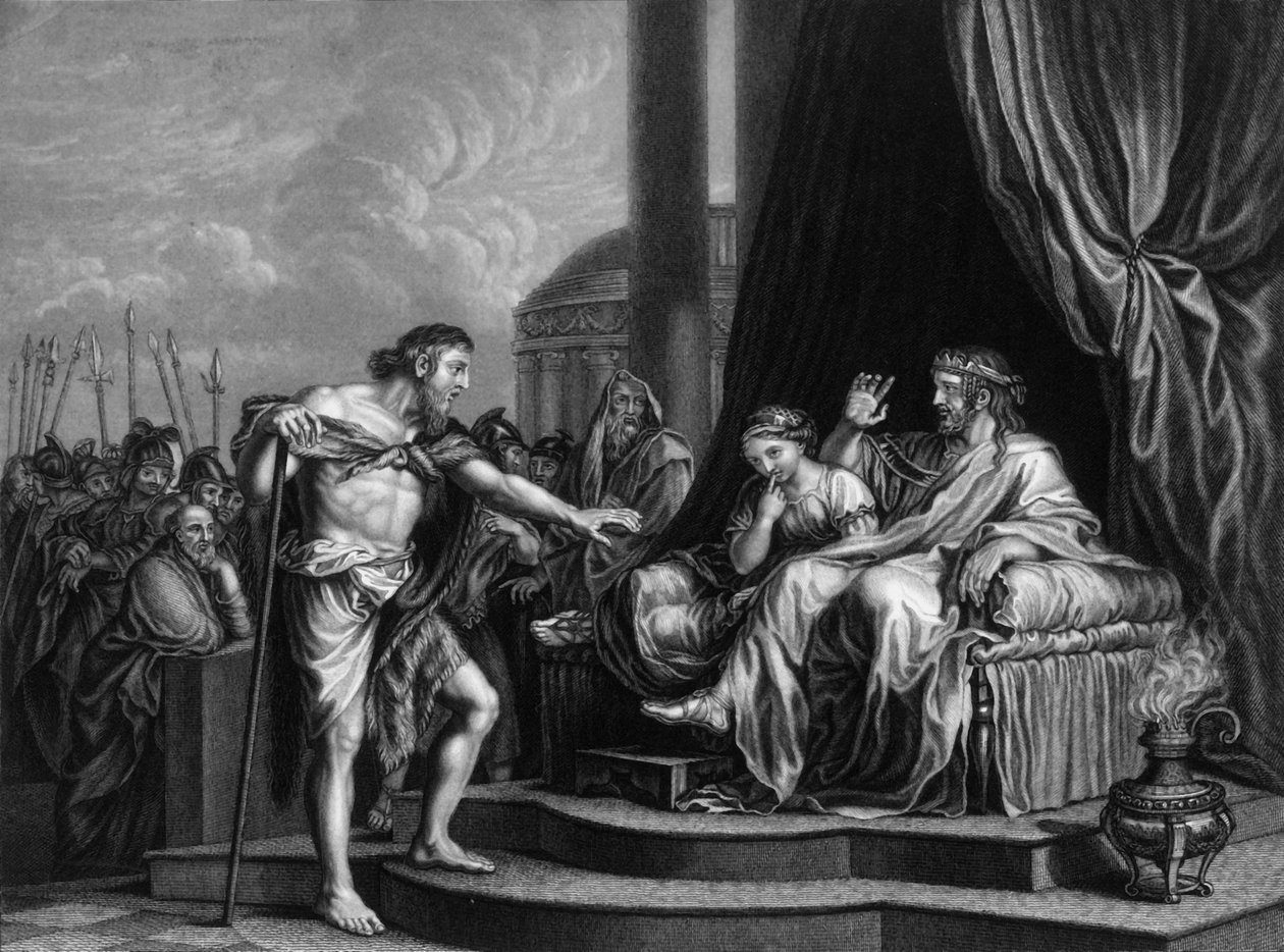 Herodes blir tillrättavisad av honom..., stängde in Johannes i fängelset, mitten av 1800-talet. av William Henry Mote