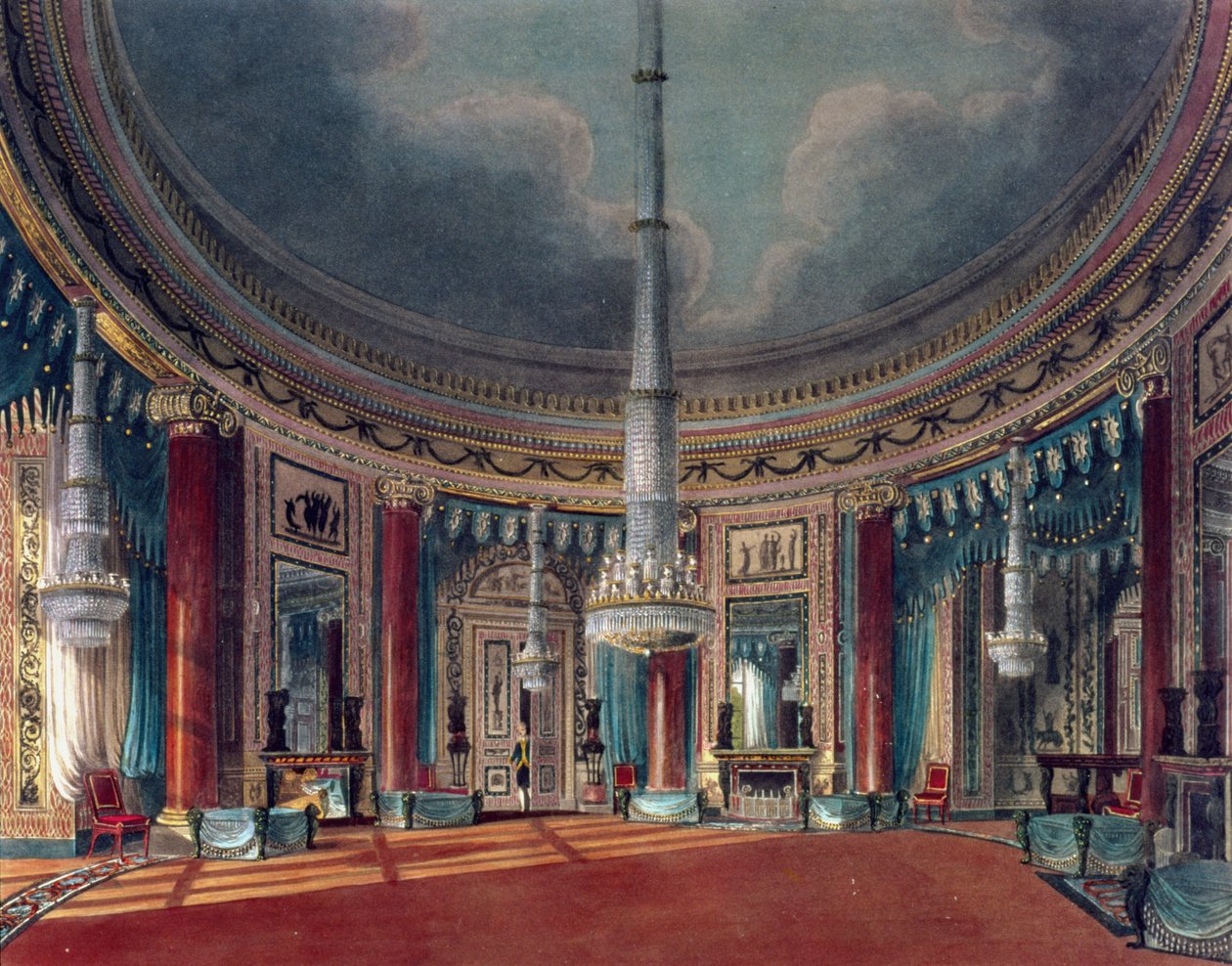 Carlton House, the Circular Room, från Pynes Royal Residences, publicerad 1818 av William Henry Pyne