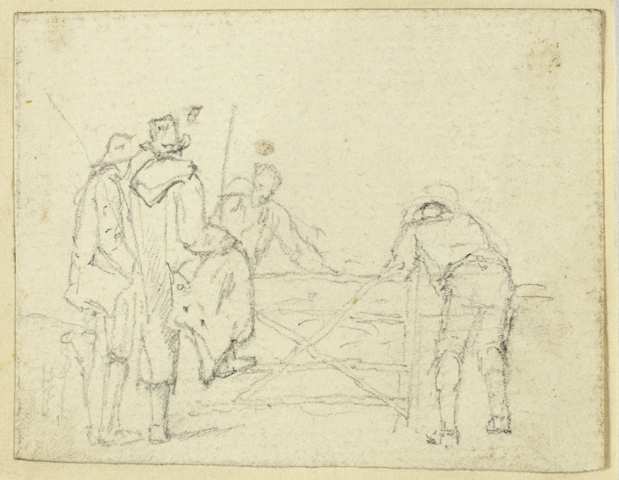 Fem figurer vid porten av William Henry Pyne
