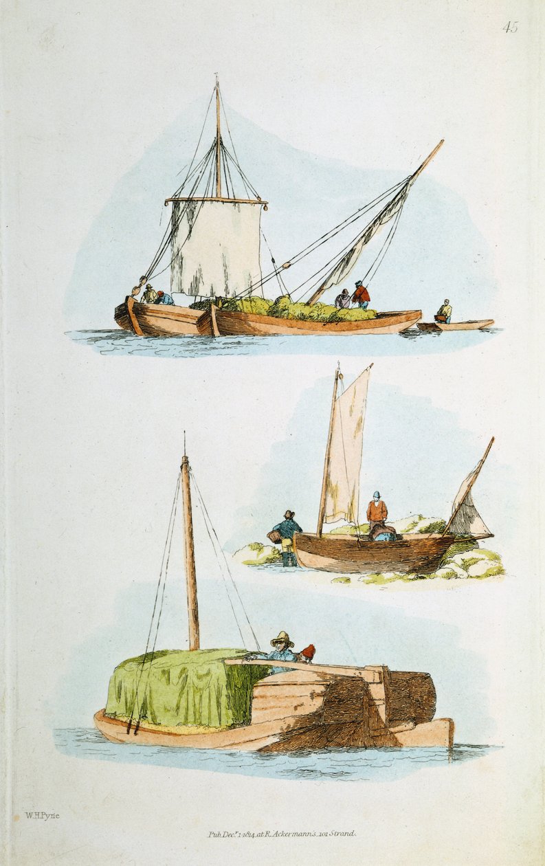 Traditionella Norfolk-båtar, 1814 av William Henry Pyne