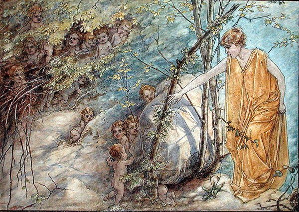 Little Shadows (penna, bläck och akvarell på papper) av William Henry Romaine Walker