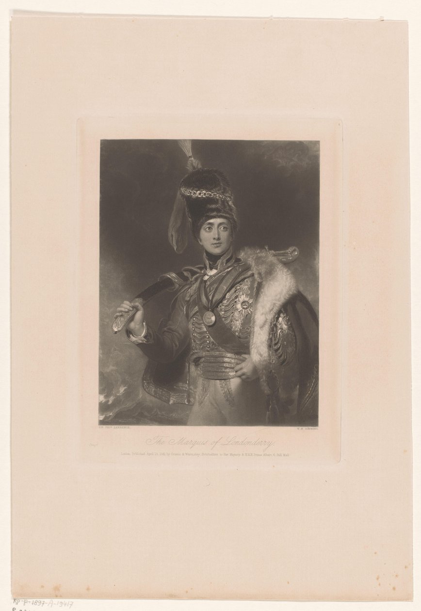 Porträtt av Charles William Vane klädd som Charles William Stewart The Marquess of Londonderry (titel på objekt) av William Henry Simmons