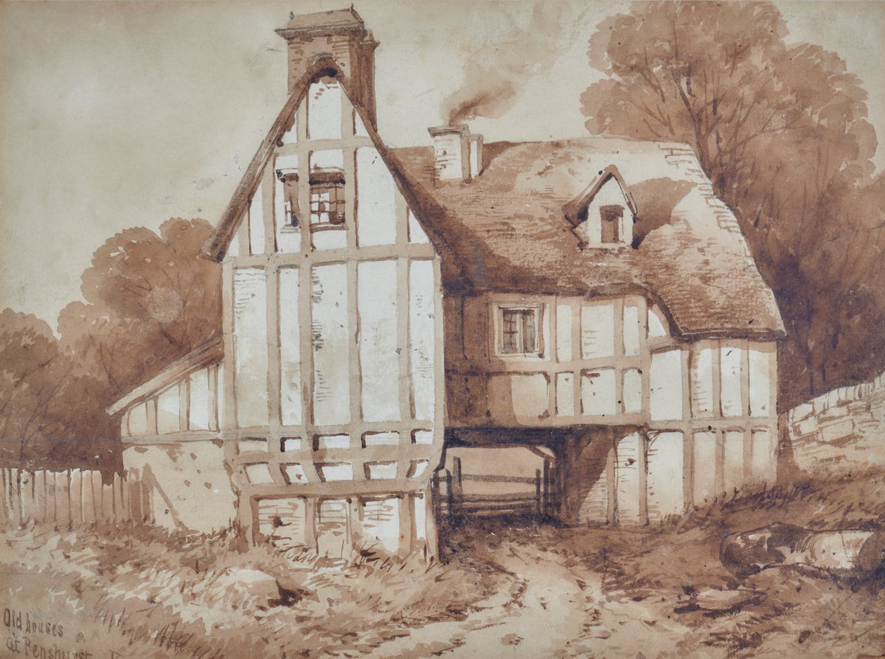 Gamla hus i Penshurst, Kent av William Henry Stothard