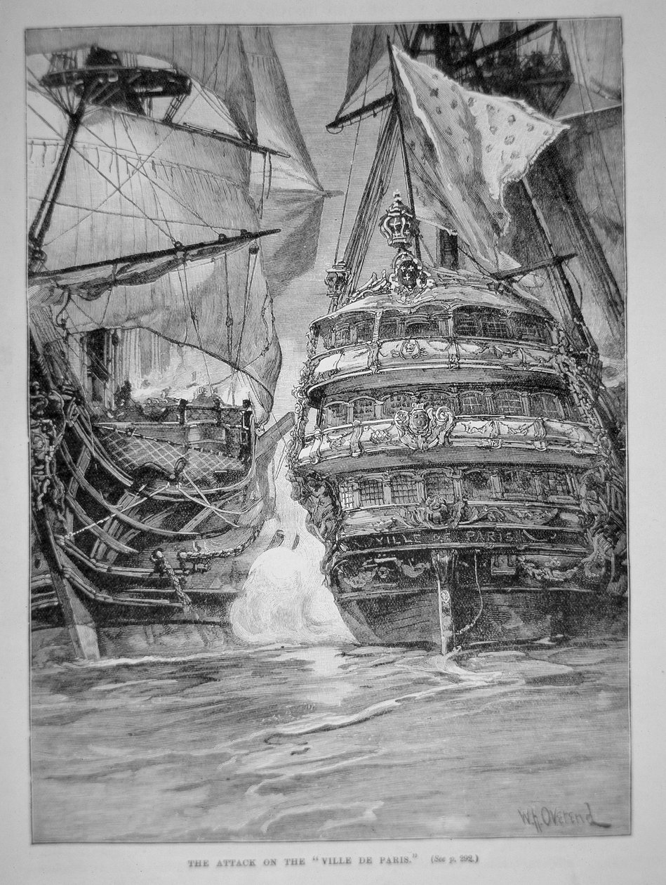 Attack mot "Ville de Paris" (litho) av William Heysham (after) Overend