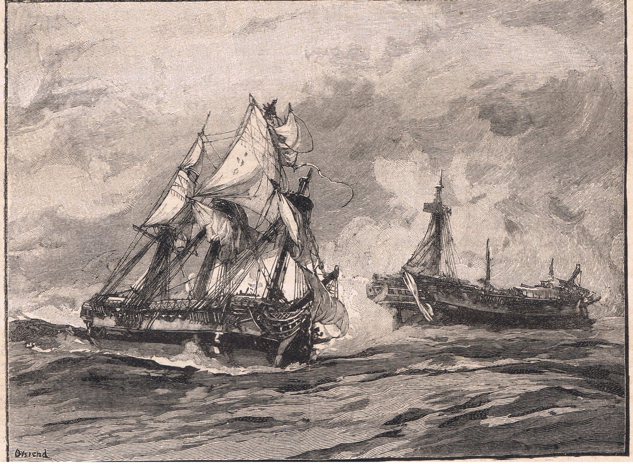 Arethusa och Belle Poule AD 1778 av William Heysham Overend