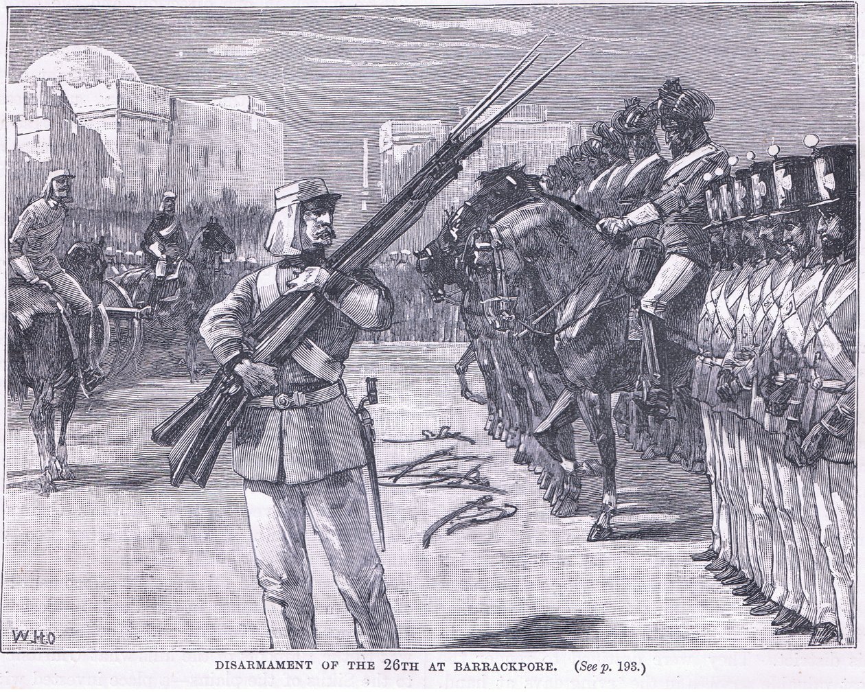 Nedrustning av den 26:e vid Barrackpore 1857 AD av William Heysham Overend