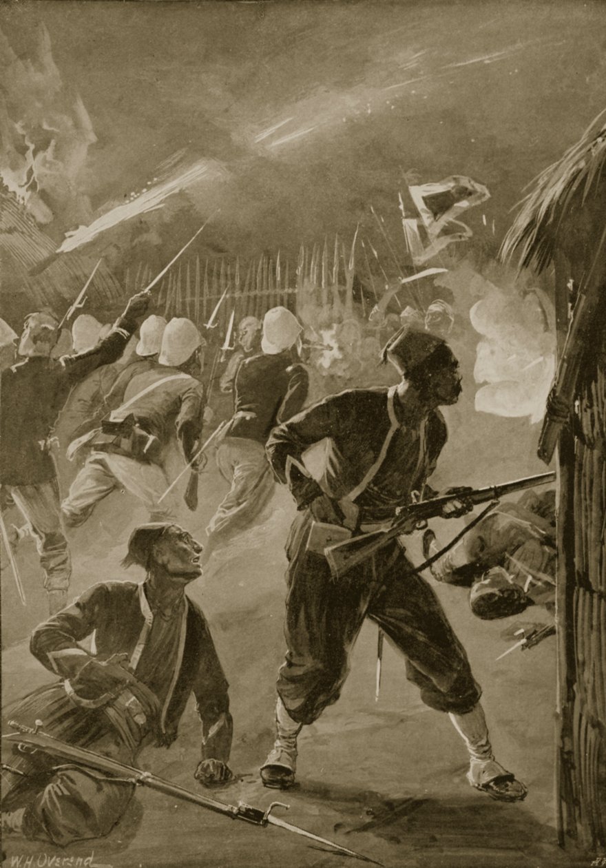 Det var en nattattack och fienden hade fångat dem när de sov, illustration från "Battles of the Nineteenth Century" av Archibald Forbes, G.A. Henty och major Arthur Griffiths av William Heysham Overend