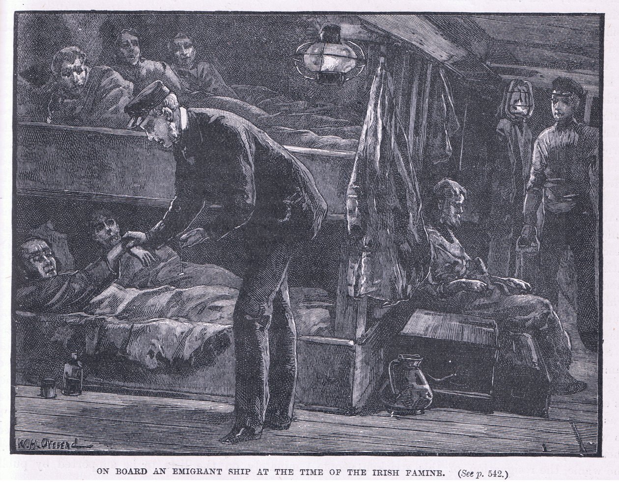 Ombord på ett emigrantfartyg vid tiden för den irländska svälten 1846 e.Kr av William Heysham Overend