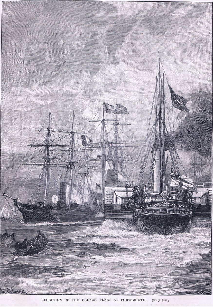 Mottagande av den franska flottan i Portsmouth 1865 AD av William Heysham Overend