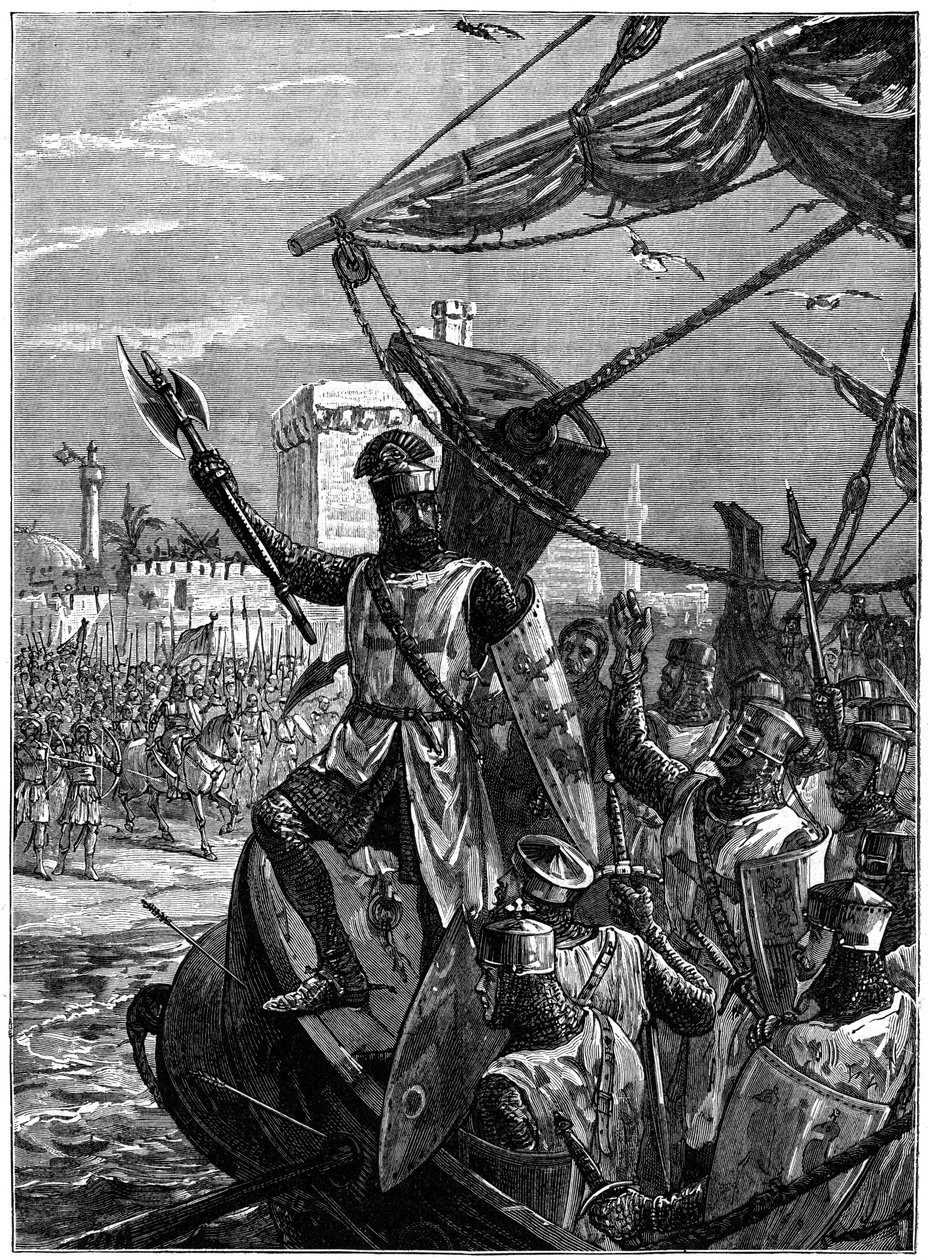 Richard I, Coeur de Lion landar i Jaffa Joppa, september 1191, c1880. av William Heysham Overend