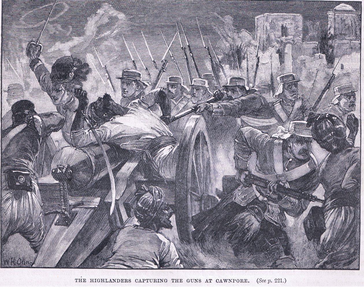 Highlanders fångar Cawnpore 1857 AD av William Heysham Overend