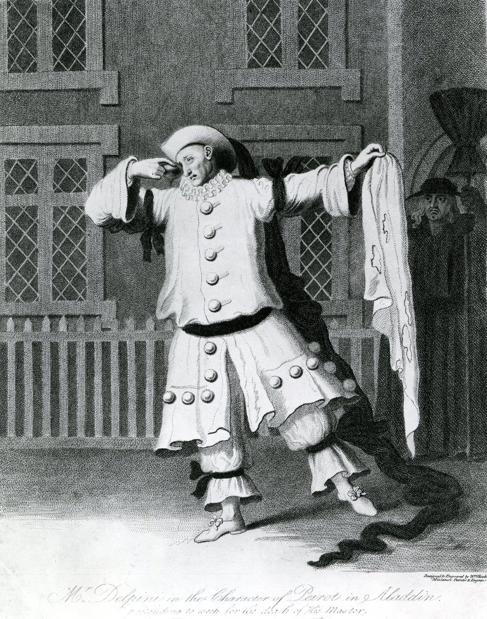 Herr Delphini i Pierots karaktär i Aladdin, 1780-1790 av William Hincks