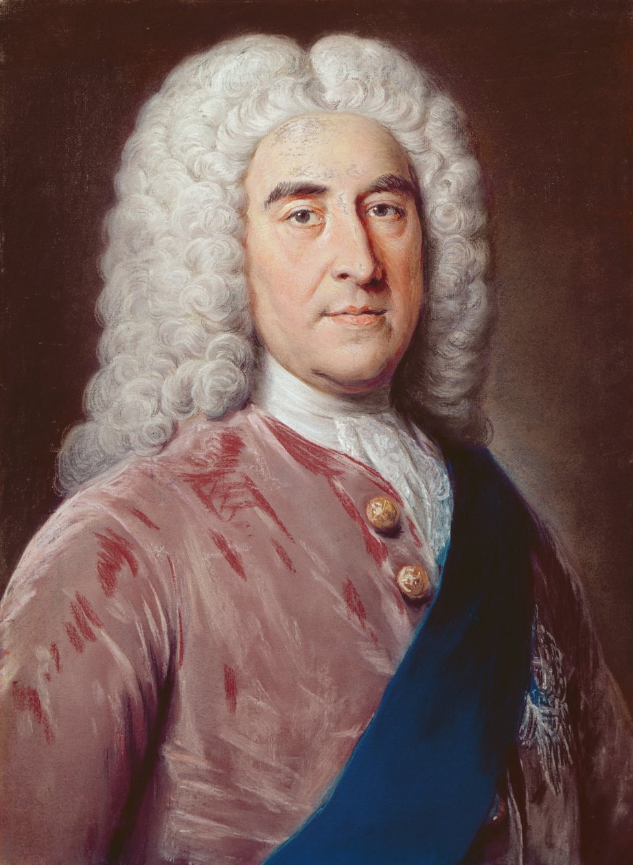 Porträtt av Thomas Pelham Holles (1693-1768) hertig av Newcastle under Lyme, (pastell på papper) av William Hoare