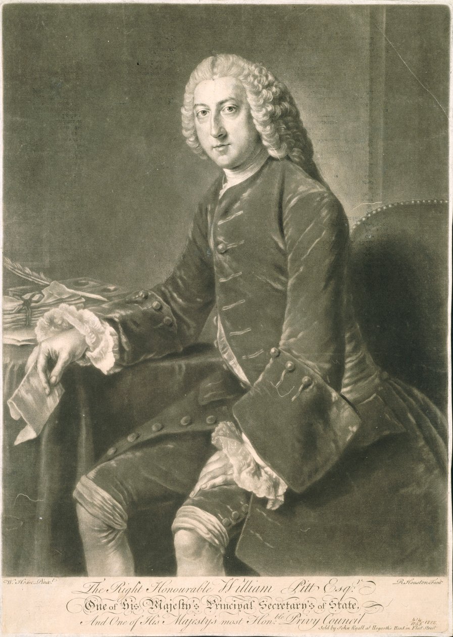 William Pitt, utrikesminister, graverad av Richard Houston (1721-75) av William Hoare